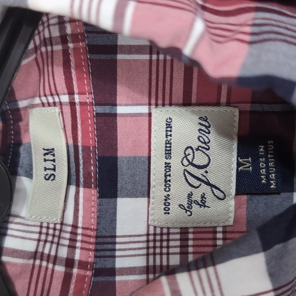 J Crew Red Plaid Slim Fit Long Sleeve Cotton Button Up Size Medium - Picture 2 of 5